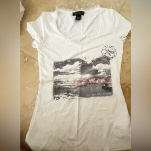 White House Black Market White Graphic Tee